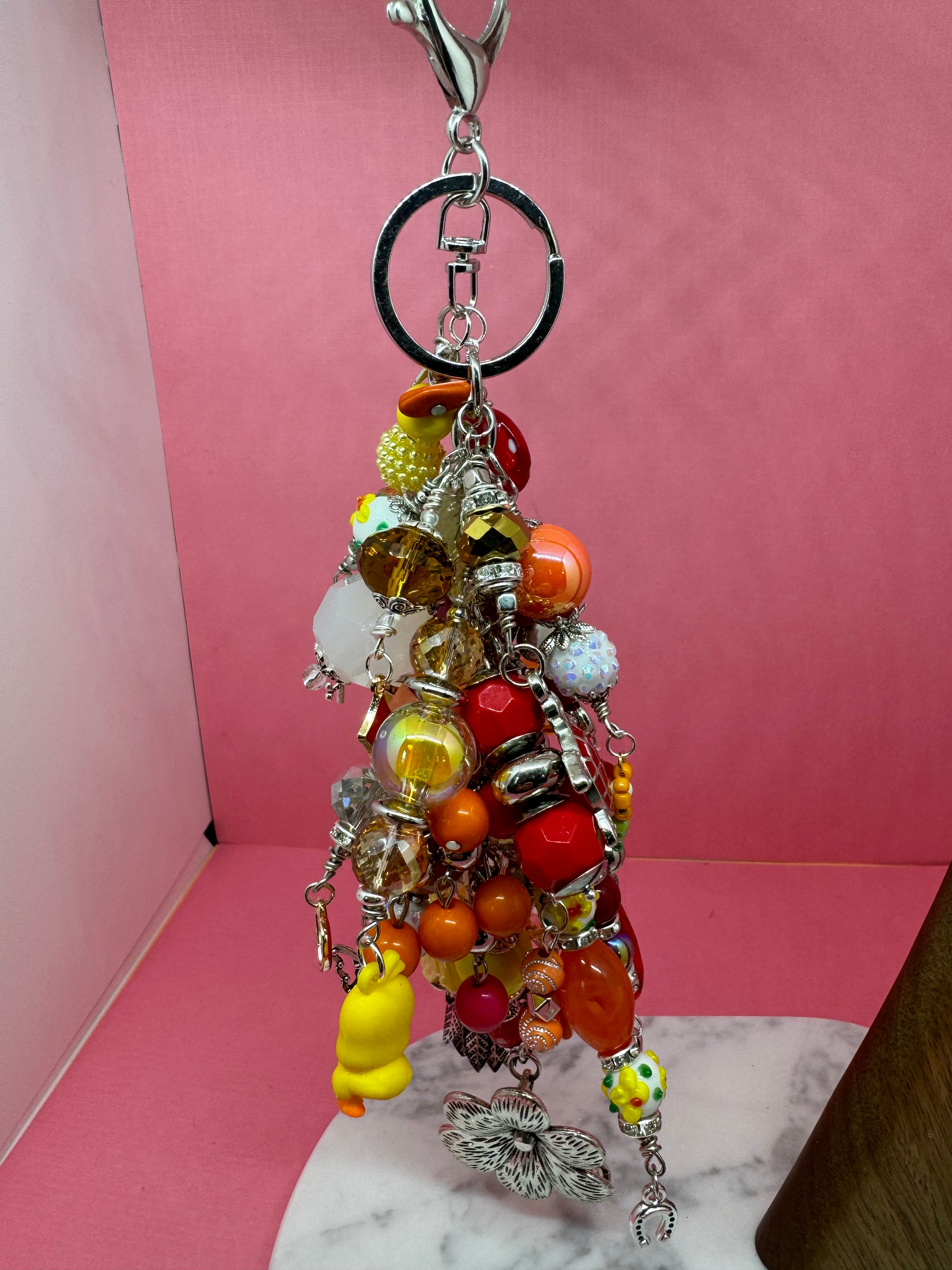 Purse Dangle with Glass Beads and charms Catalog No. SK-8