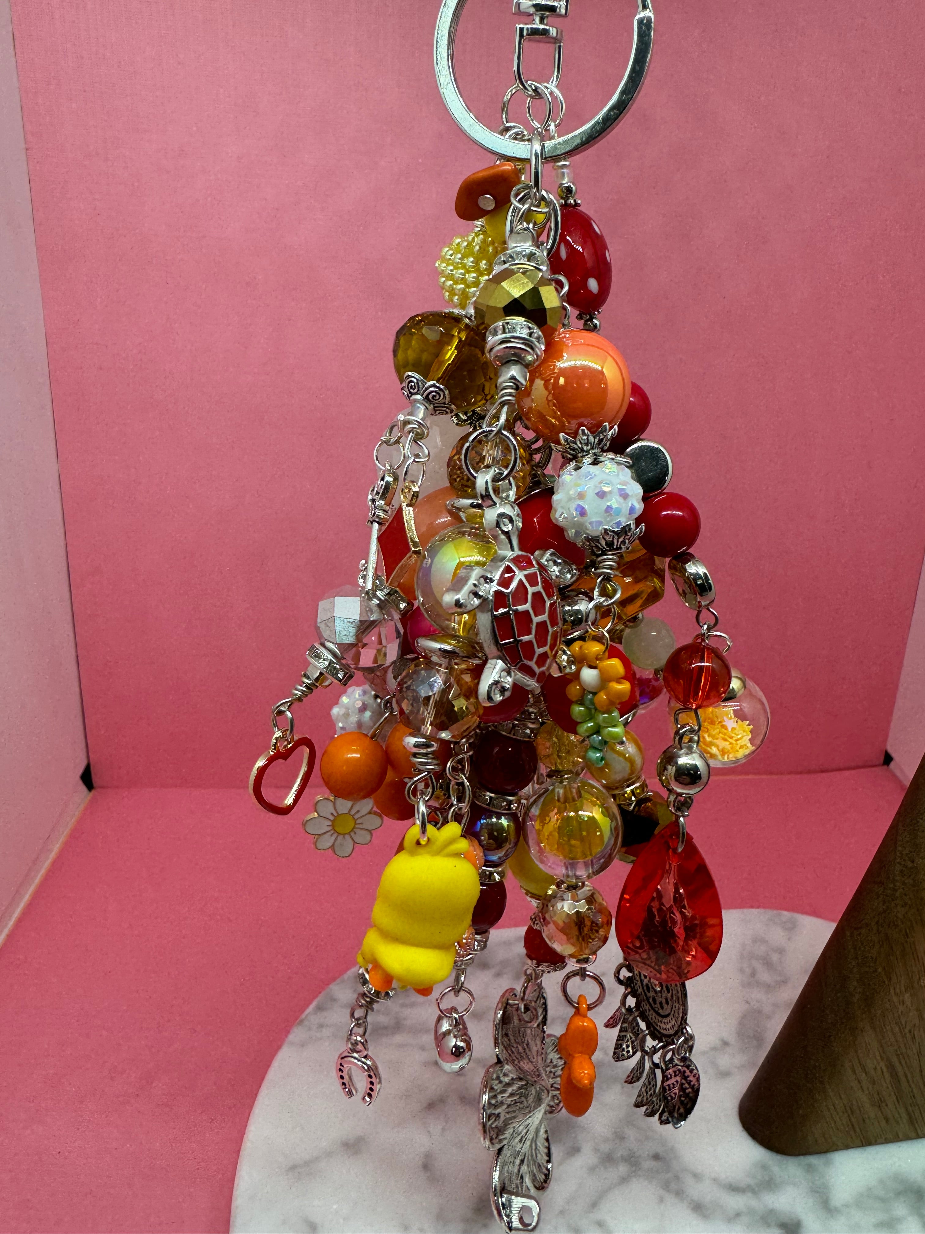 Purse Dangle with Glass Beads and charms Catalog No. SK-8