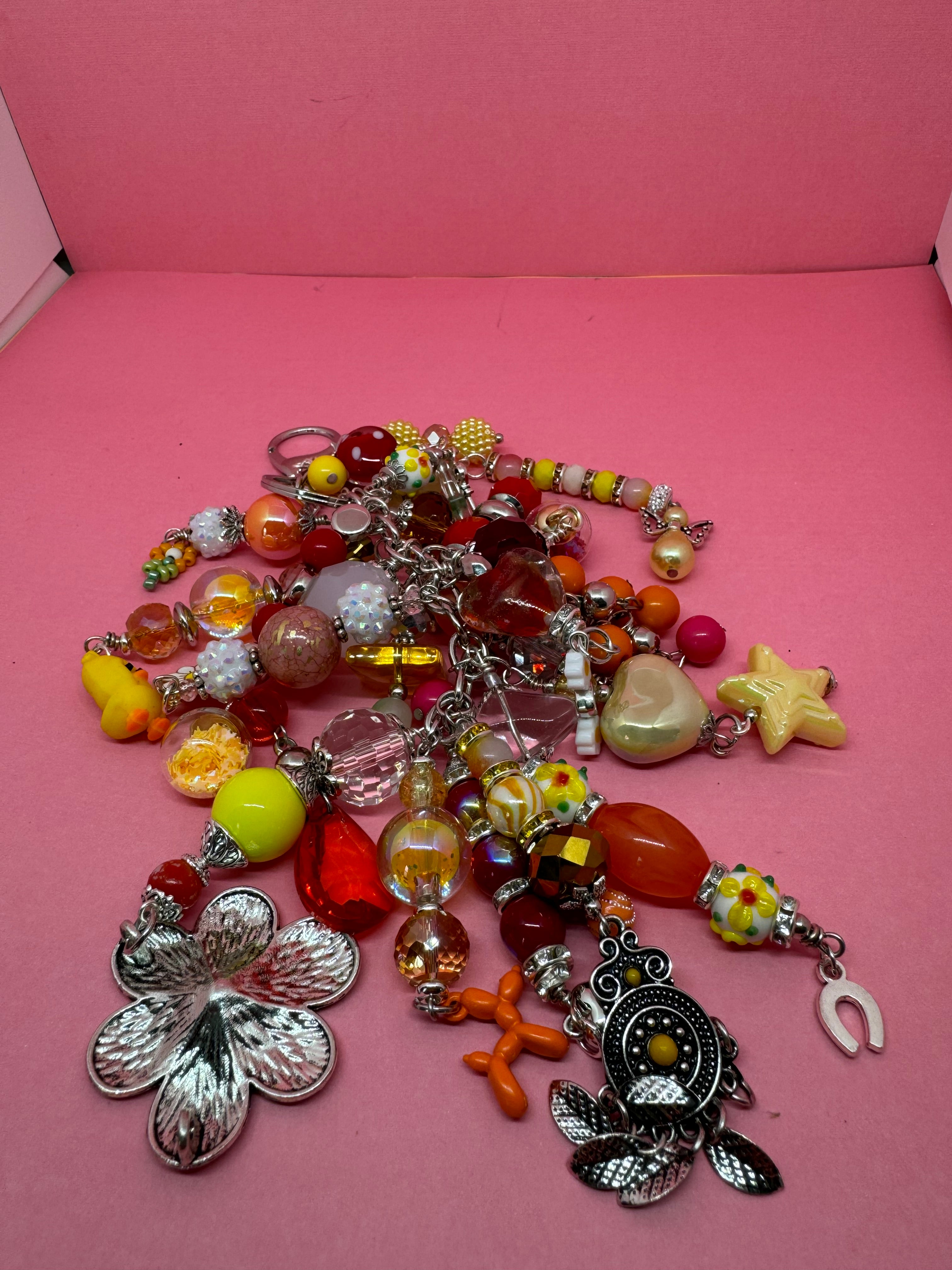 Purse Dangle with Glass Beads and charms Catalog No. SK-8