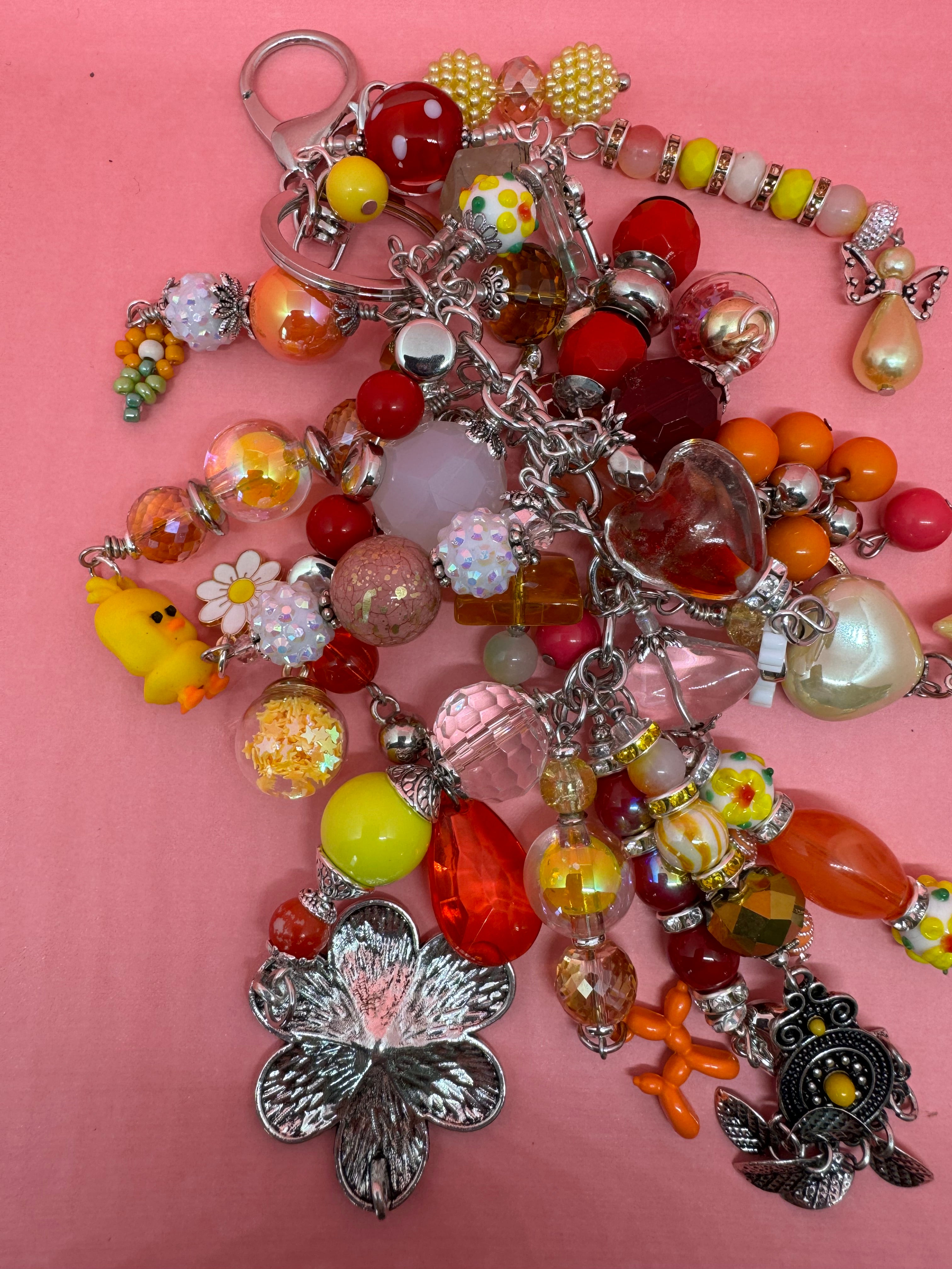 Purse Dangle with Glass Beads and charms Catalog No. SK-8