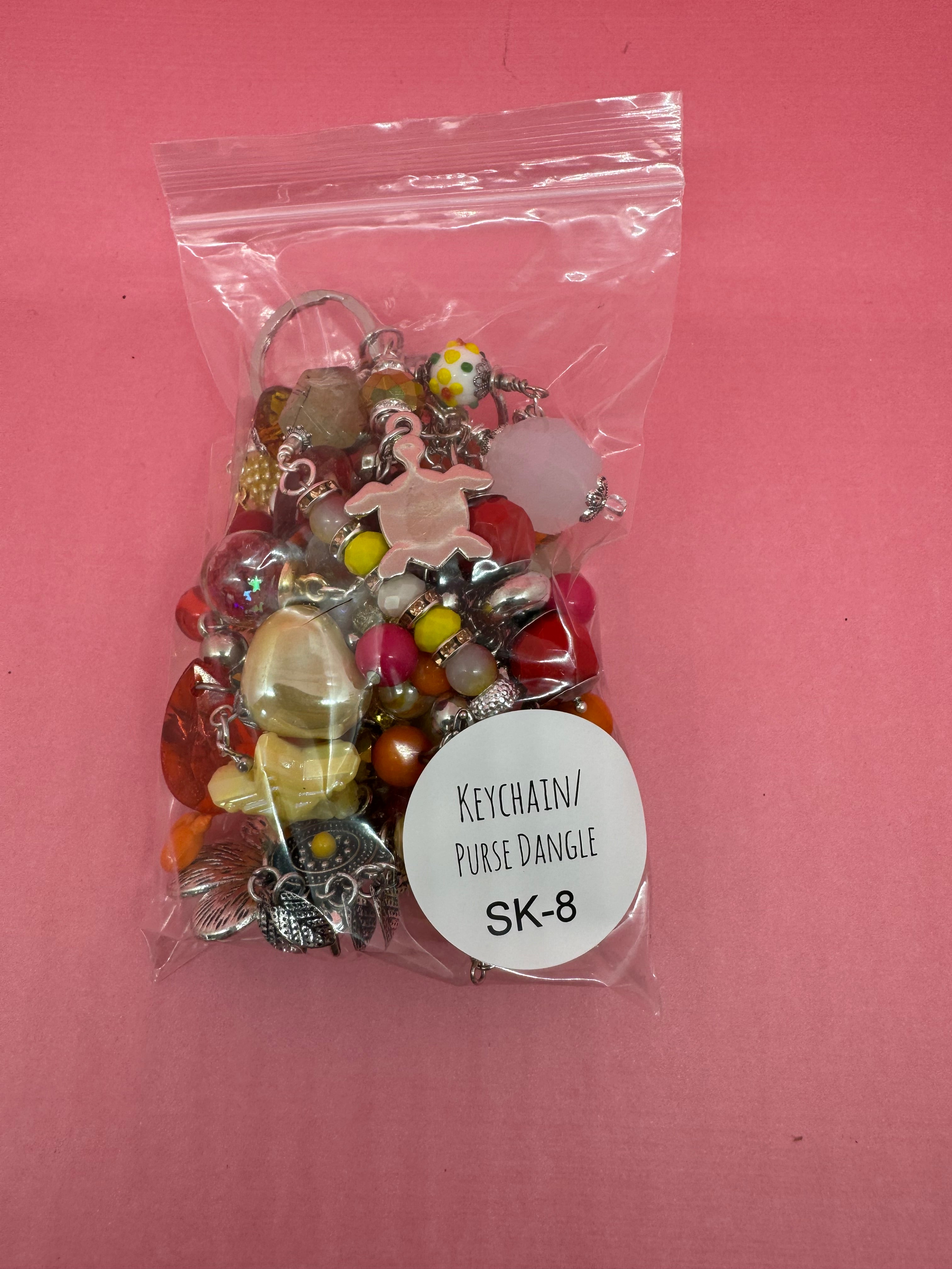 Purse Dangle with Glass Beads and charms Catalog No. SK-8