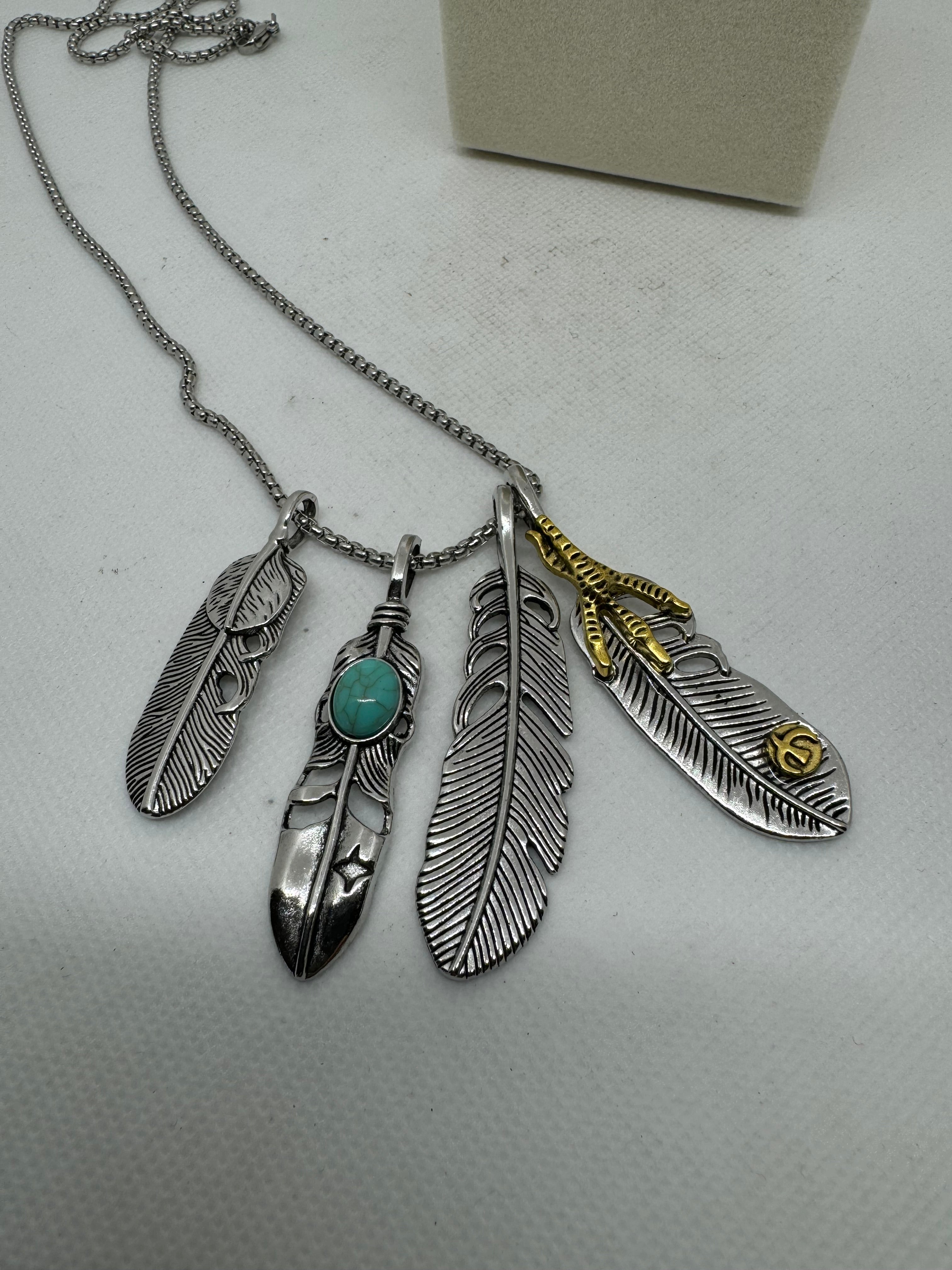 Feathers Metal Necklace - Catalog No. TN-14